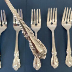 Vtg Stainless by Salem Victoria Pattern Set 6 Salad Dessert Forks Flatware Japan
